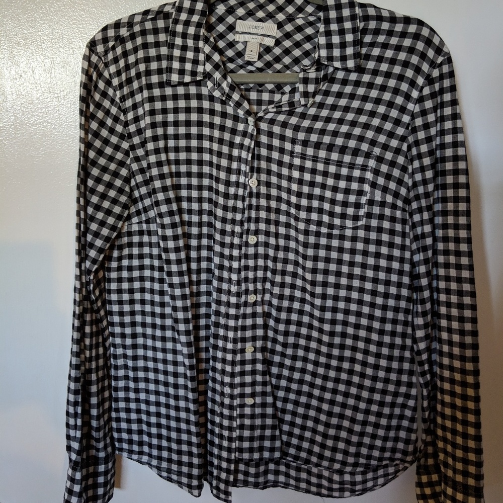 J Crew Black Gingham Button Down